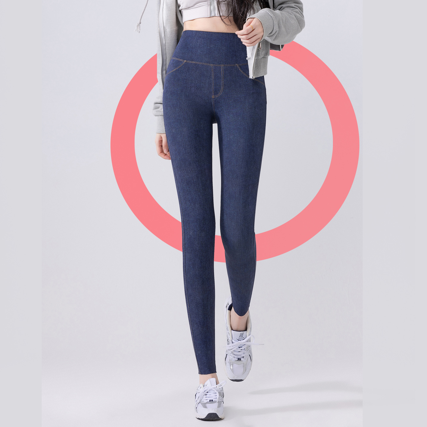 Autumn and winter New curve Denim thin velvet slim-fit stretch high waist outerwear Barbie pants yoga pants shark pants