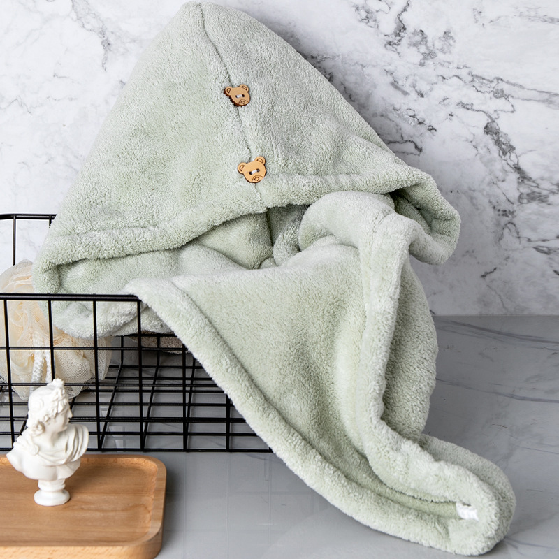 Household Double-layer Thickened Hair Drying Cap Bathroom Strong Water Absorbing Wipe Long Hair Quick-drying Towel for Adults, Students and Children