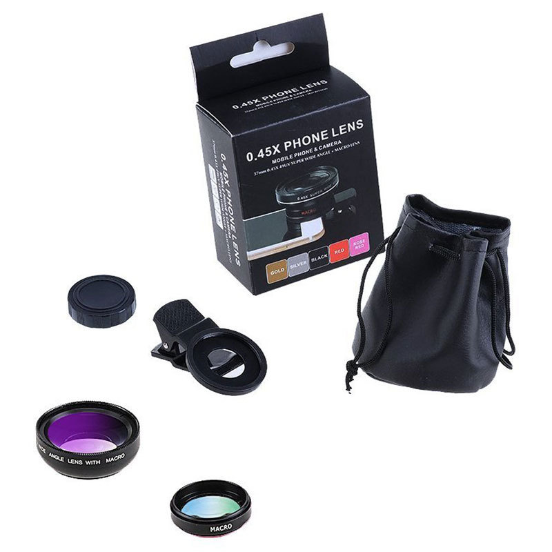 Universal clip universal mobile phone professional 37MM 0.45X 49UV Super Wide Angle + macro two-in-one mobile phone lens