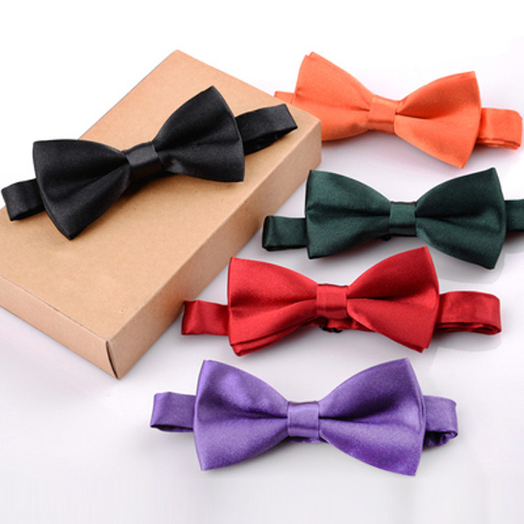 Korean Style Imitation Silk Bow Tie Men's and Children's Fashionable baby Solid Color Bow Tie Bow Tie Kindergarten Primary School Students Bow Tie
