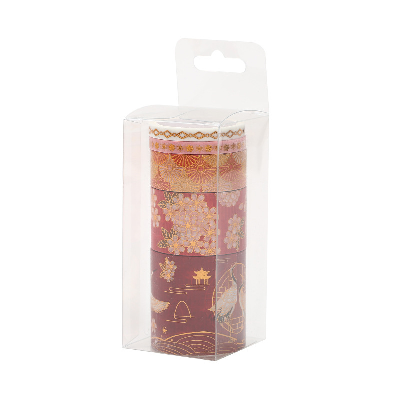 Guofeng bronzing and paper tape adhesive diy hand account wedding decoration stickers 5 rolls Spring Festival series