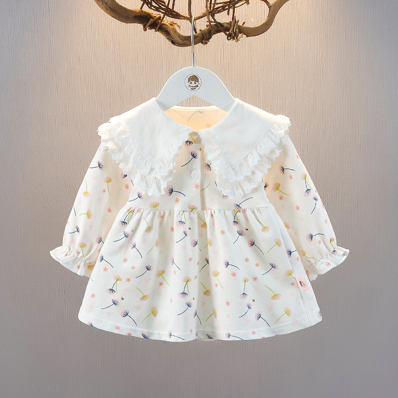 Girls' autumn floral skirt western style autumn clothes baby girls' Korean style dress baby autumn clothes