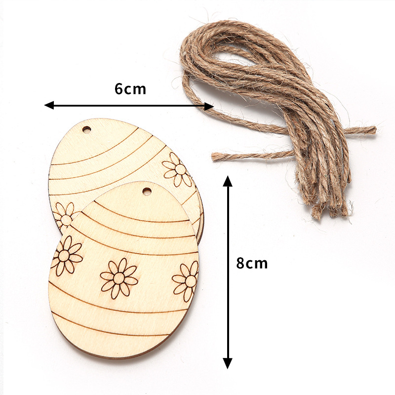 Wooden Easter egg pendant cross-border Holiday Party egg decoration diy creative egg pendant wholesale