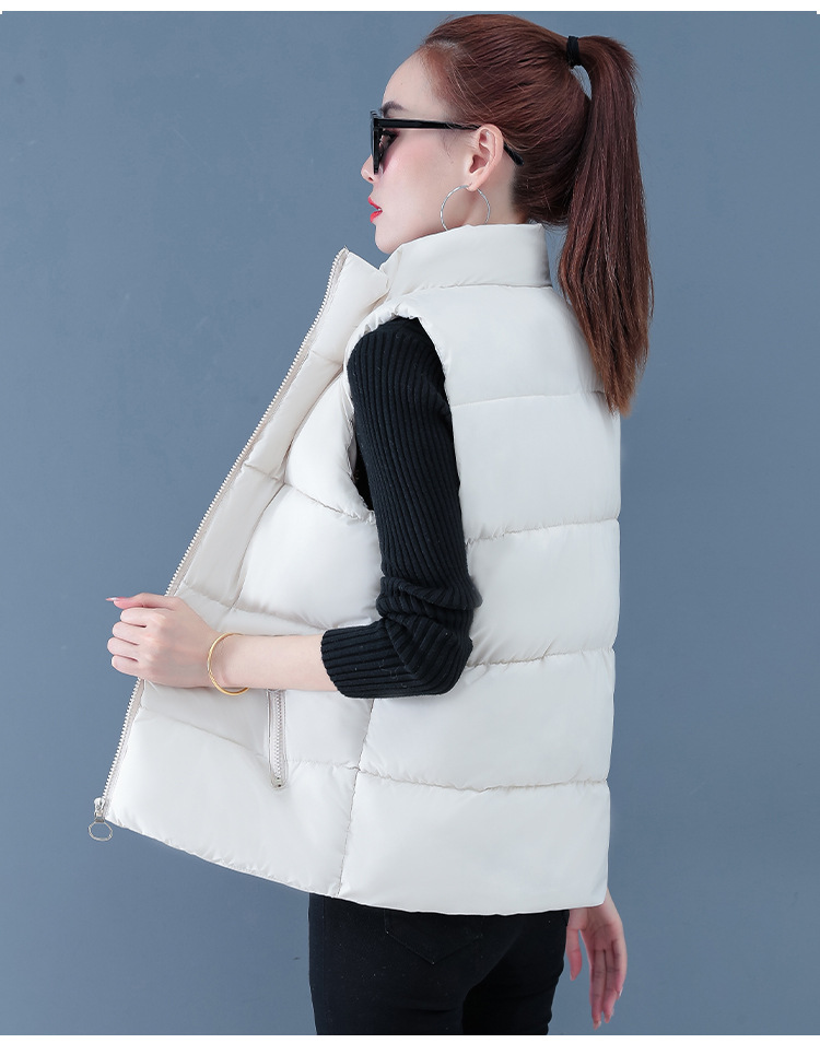 Autumn and Winter Down Cotton Outer Wear Large Size Vertical Collar Vest Korean Style Velvet Vest Warm Waistle Sleeveless Jacket