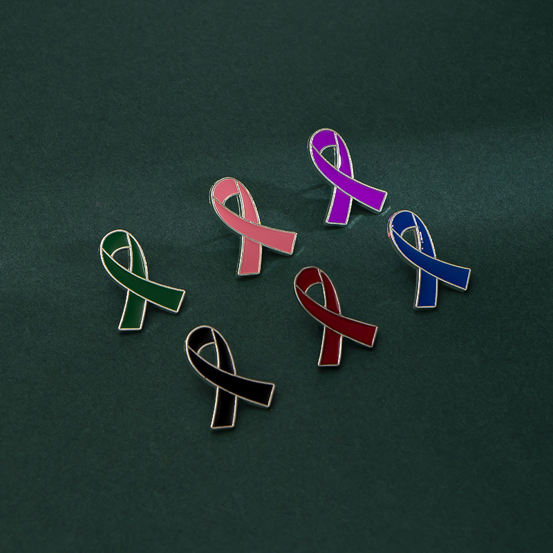 Pink Ribbon brooch black green red purple blue red ribbon badge Guardian activity promotional supplies