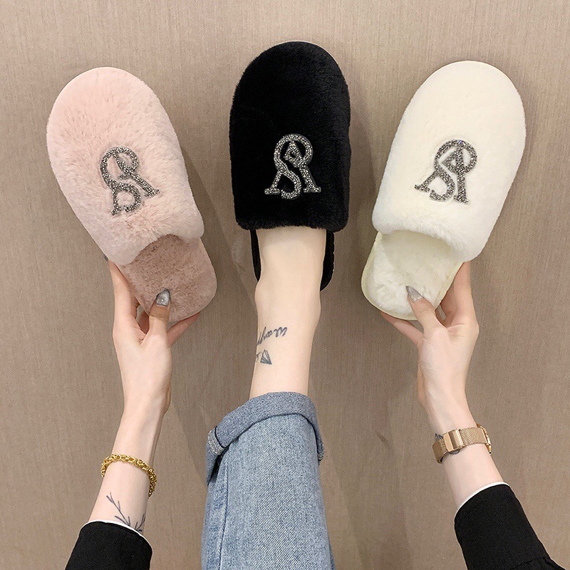 New Autumn and Winter Warm Cotton Slippers Indoor Floor Thick Sole Couple Home Shoes Home Soft Sole Anti-Mao Slippers for Women