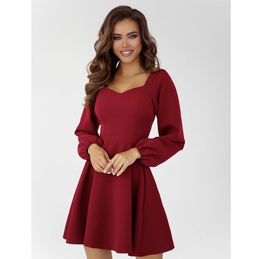 X2330 foreign trade women's clothing wholesale independent station new fashion casual solid color long sleeve puff sleeve dress women