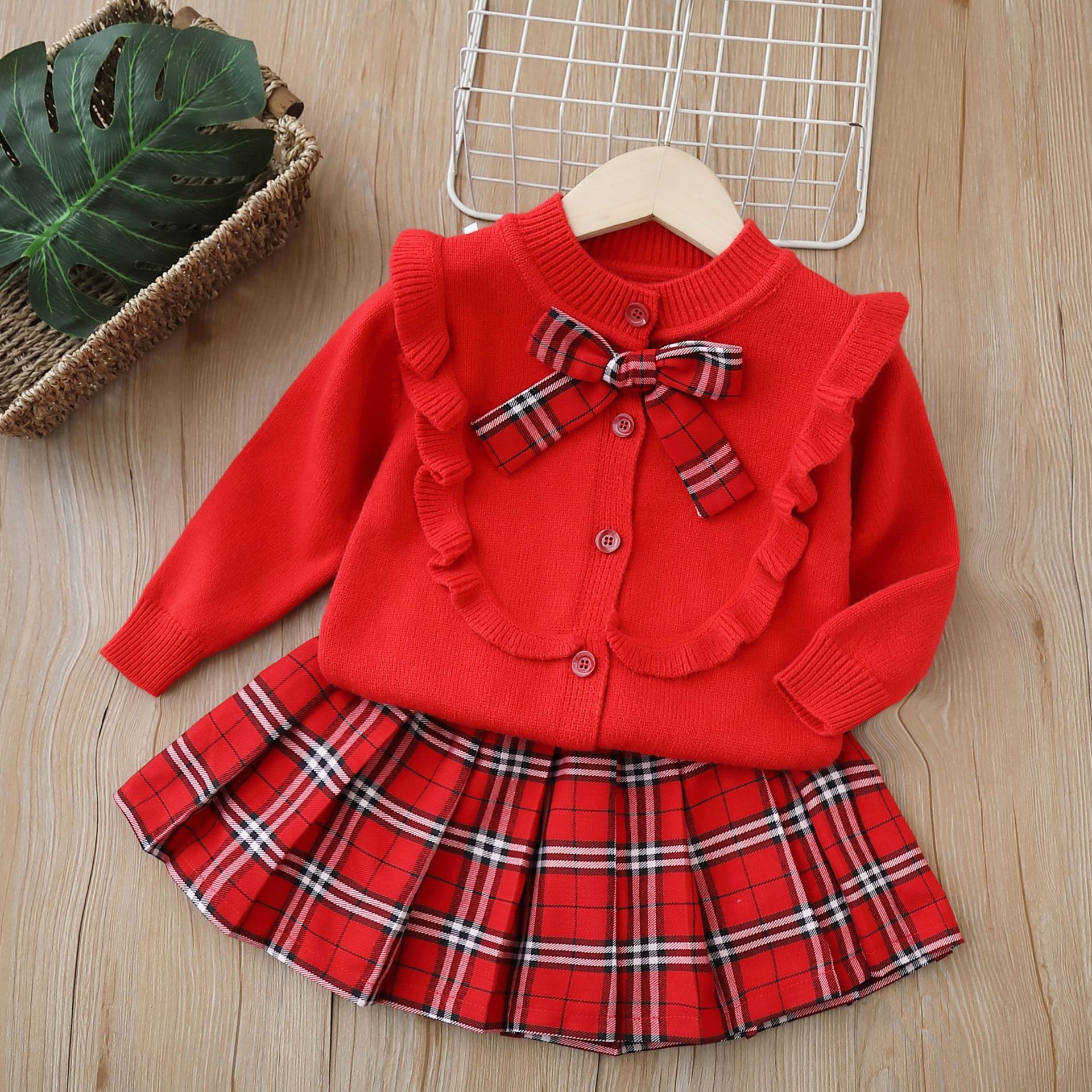 Children's sweater two-piece JK suit 2023 autumn new baby girl princess dress girls' suit autumn children's clothing