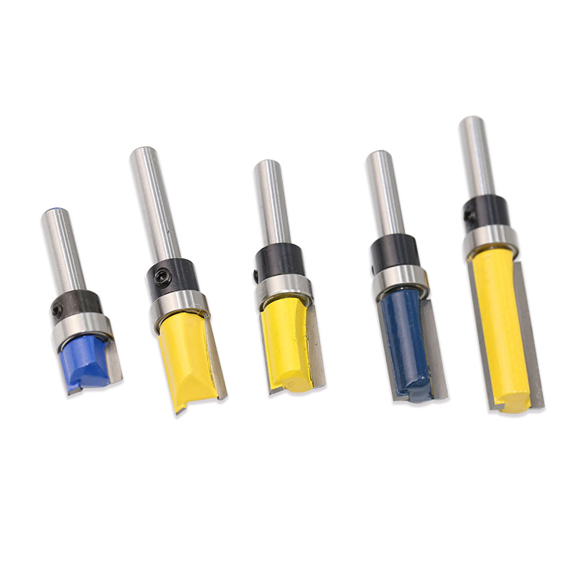 Woodworking trimming cutter head 6.35mm with bearing straight cutter imitation straight cutter trimming cutter woodworking milling cutter gongs slotting machine