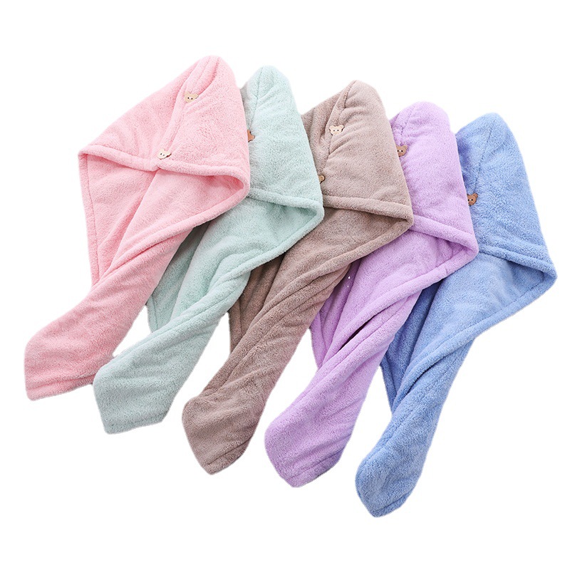 Shake Tone Dry Hair Cap Quick-drying Women's Absorbent Coral Fleece Baotou Shower Cap Washing Head Double-layer Thickened Dry Hair Cap Strong Absorbent