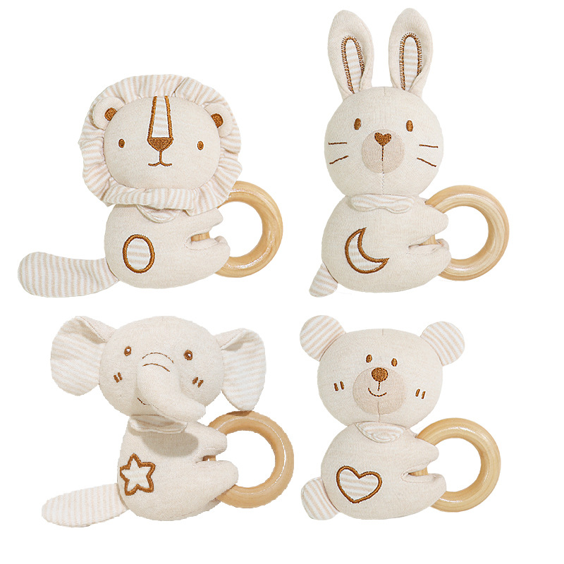 Baby organic cotton hand stick suit baby 0-1 years old can bite rattle soothing toys in stock products