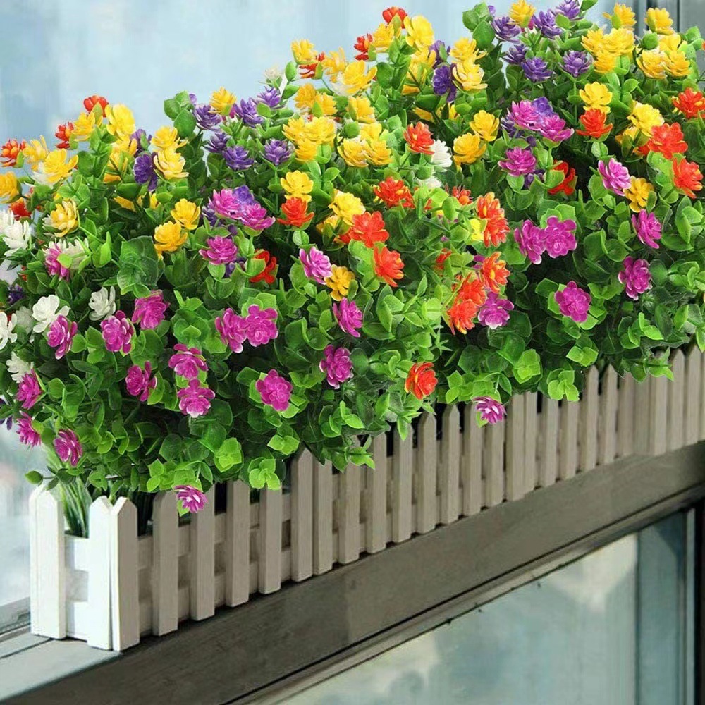 Cross-border artificial flower eucalyptus Camellia artificial Rose green plant bouquet plastic flower plant wall decoration