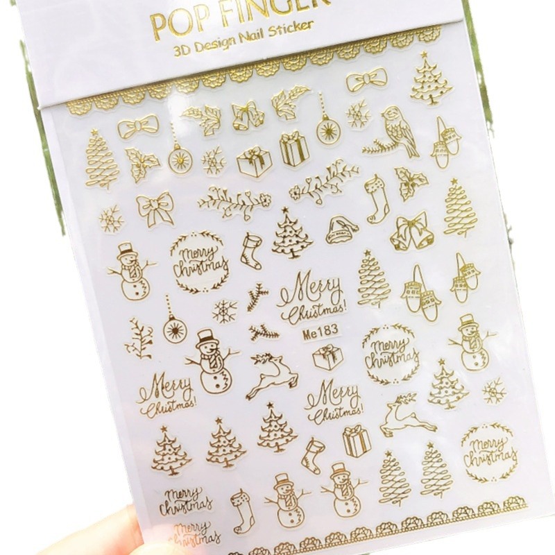 Snowflake nail stickers winter Christmas manicure new golden snowflake nail stickers Me180-197 gold