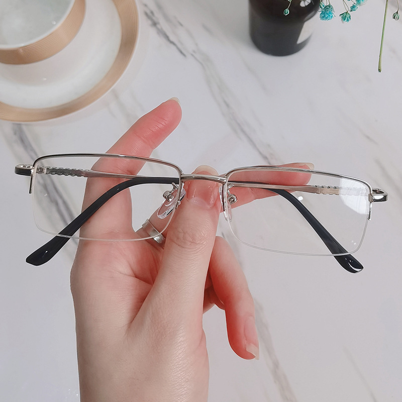 Metal Half Frame Square Frame Men's Ruffian Elegant Business Simple Anti-Blue Light Radiation Eye Protection Fashionable Personalized Women