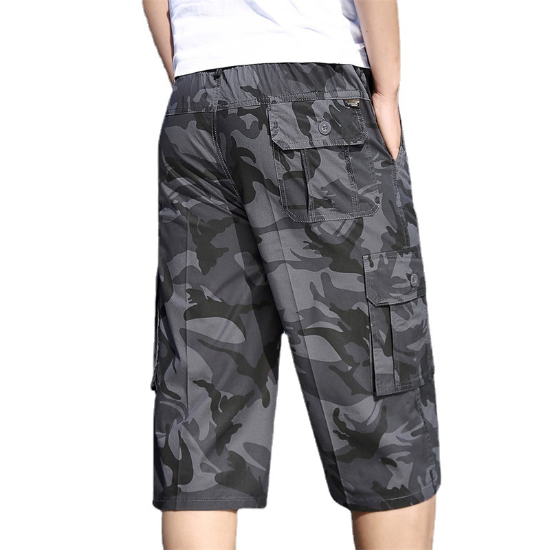 Summer Pure Cotton Pants Men's Men's Camouflage Workwear Capri Pants Men's Large Size Casual Pants Sports Shorts for Men