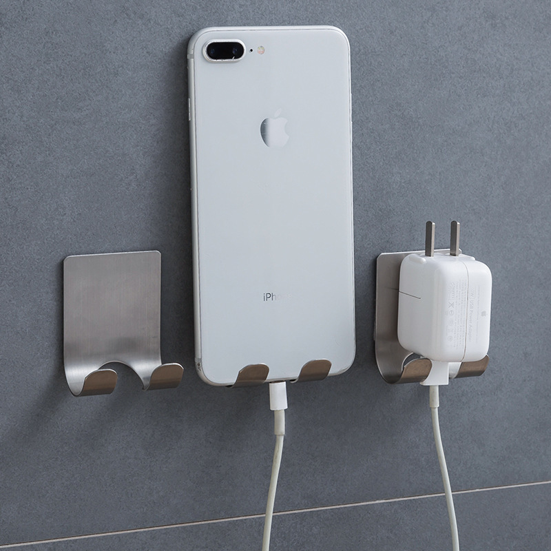 Stainless Steel Shaver Hanger Powerful Plug Hook Multifunctional Razor Bracket Data Cable Finishing Nail-Free Hook