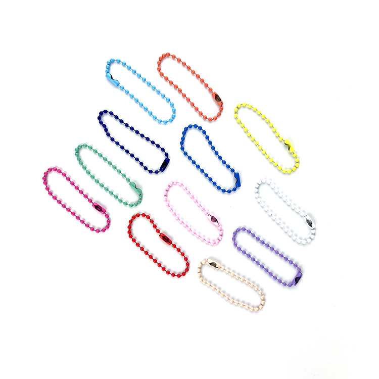 Manufacturer in stock color bead chain metal chain gu Chuck chain paint tag chain diy jewelry keychain accessories
