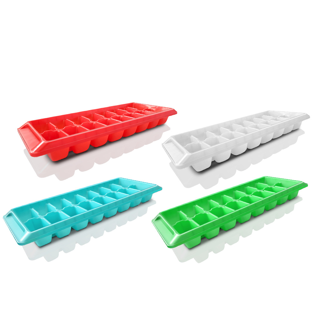 厂家直供冰格 16孔大冰模 塑料制冰盒 方形冰块模具带盖4色易脱模