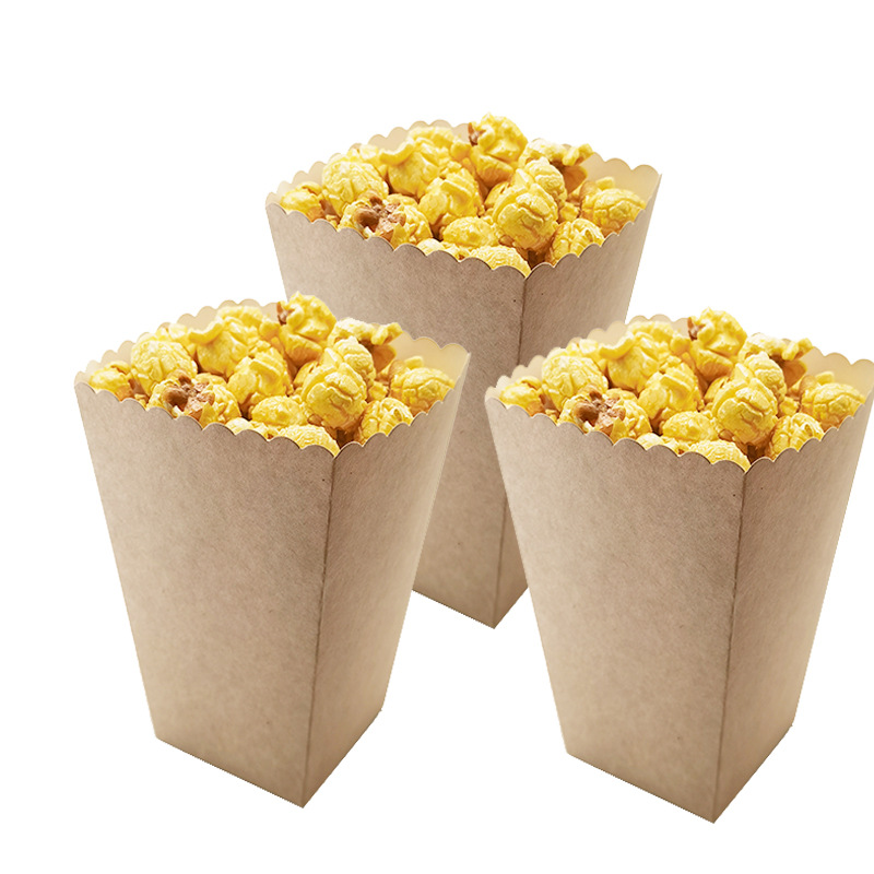Cross-border creative fresh simple kraft paper popcorn box snack food packaging box chicken flower box