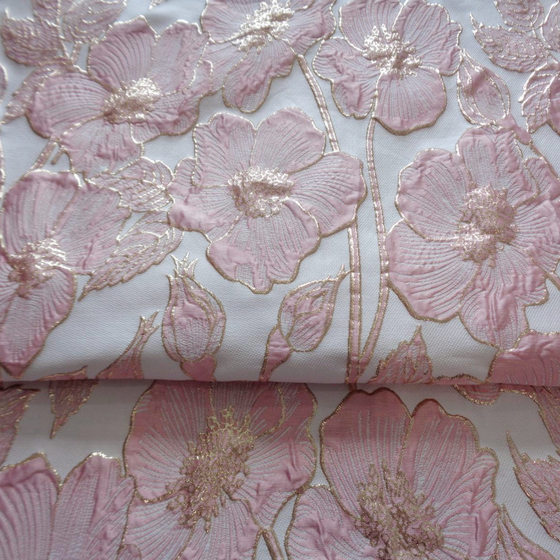 Spring Summer Autumn brocade polyester metal wire yarn-dyed jacquard YX1225 three-dimensional relief jacquard dress wedding dress