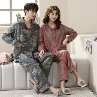 Spring and summer new women's men's home clothes couple's suit cotton thin large size Net Red outside pajamas wholesale