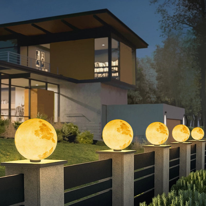 Outdoor Planet Column Head Light Solar Lawn Light Moon Light Villa Gate Courtyard Park Ambience Floor Light Landscape