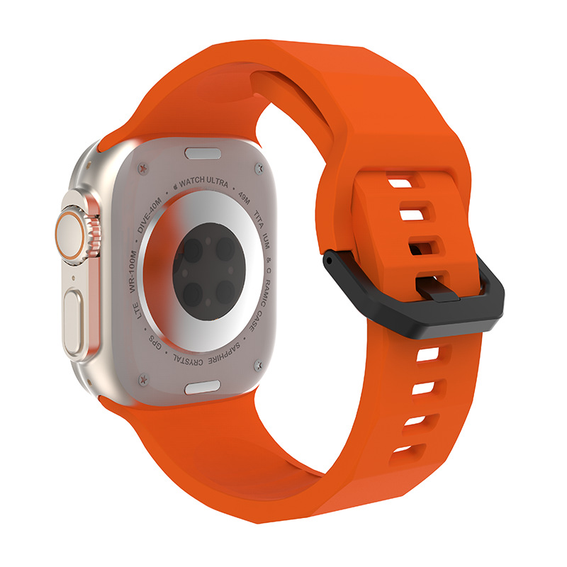 For Apple Watch 123456789 Generation Ultra Wave Sport Iron Buckle Silicone Watch Band