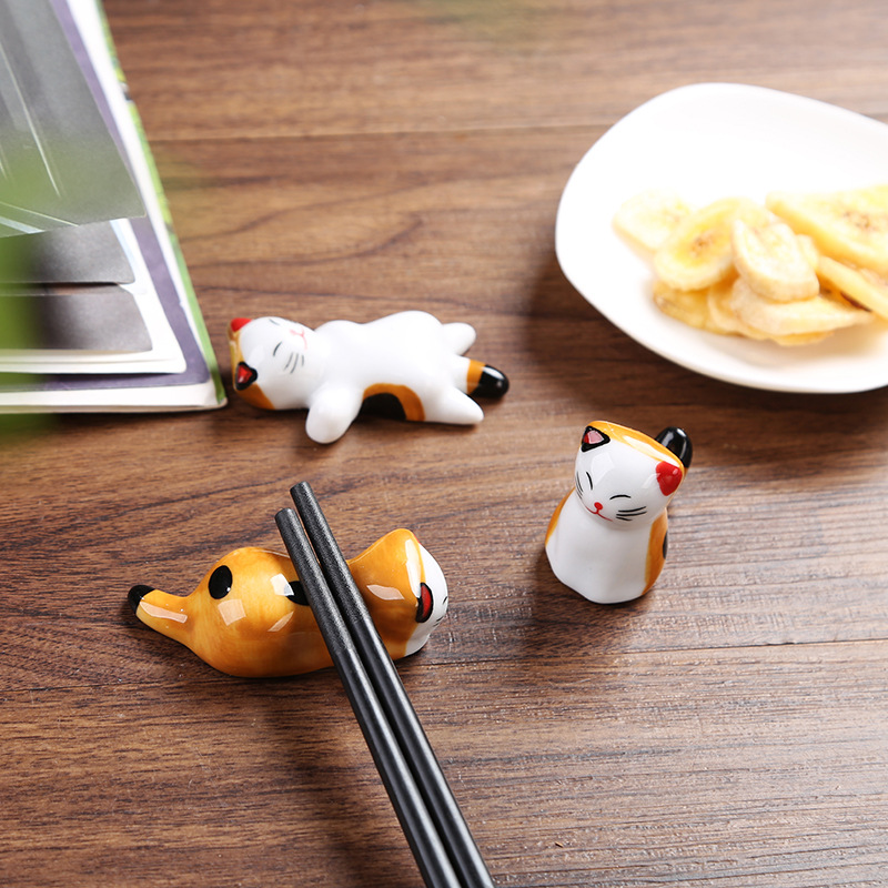 Ceramic Kitten Chopsticks Holder Chopsticks Holder Cute Kitten ZAKKA Grocery Japanese Chopsticks Pillow Lucky Cat Hotel Chopsticks Holder