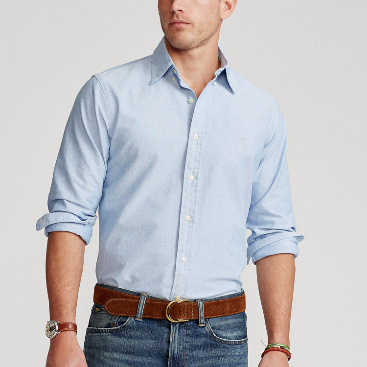Men's Youth Long-sleeved Shirt Spring and Autumn Business Casual Oxford Spinning Solid Color Men's Pure Cotton Slim-fit Colored Horse Shirt