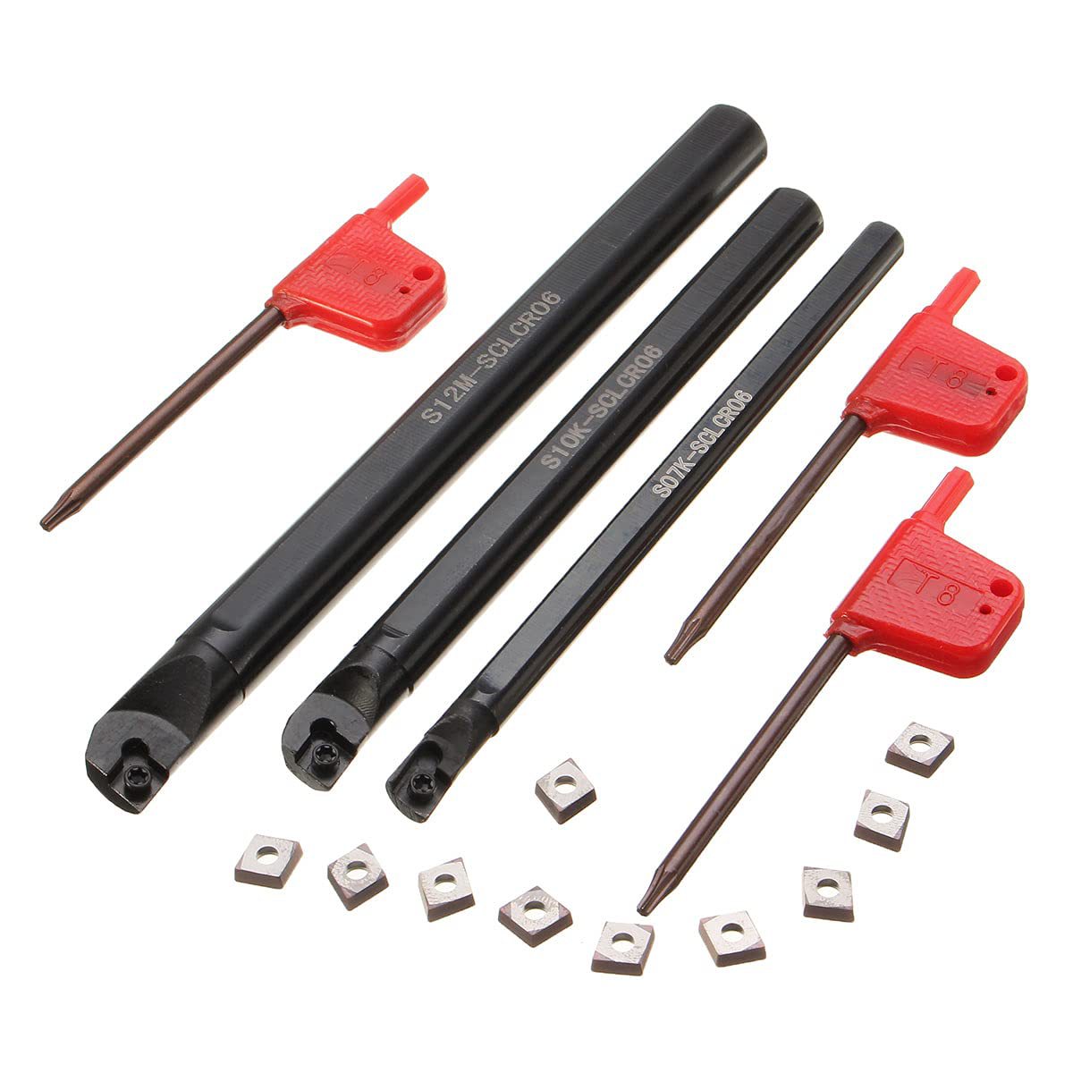 Cross-border three-piece S07K/S10K/S12M boring bar turning tool holder +10 pieces CCMT060204 blades