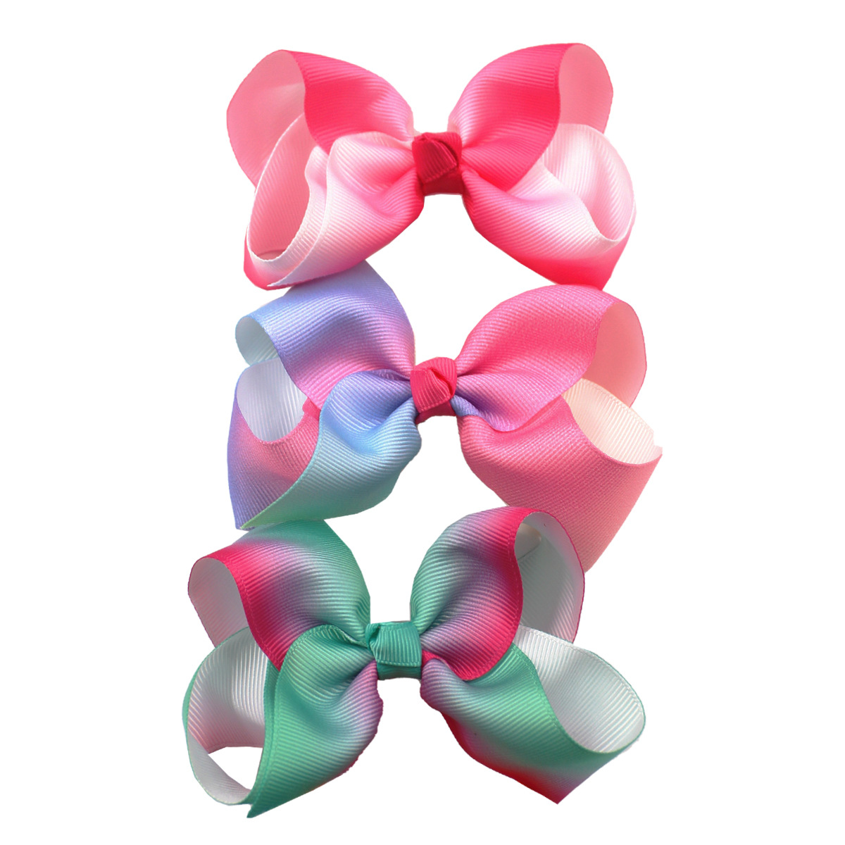 European and American children's jewelry 5inch bow hairpin gradient color rainbow bubble flower girl hairpin headdress hair accessories_voghion.com