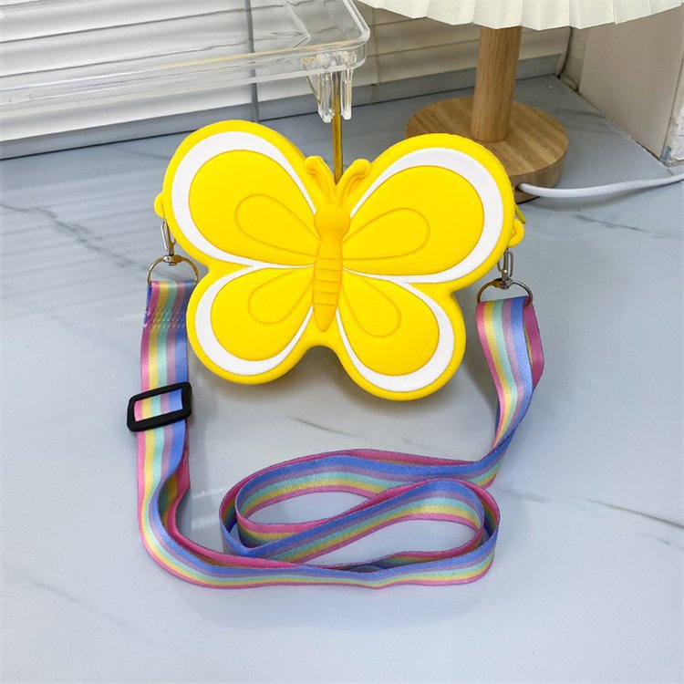 Explosive Butterfly Children's Crossbody Bag Student Silicone Coin Purse Cute Bee Shoulder Storage Bag Women's Wallet Bag