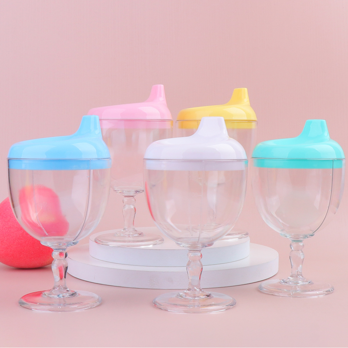 Children's Goblet Learning Drinking Cup Milk Cup Anti-fall Baby Drinking Water Straight Juice Duckmouth Wine Cup Bottle