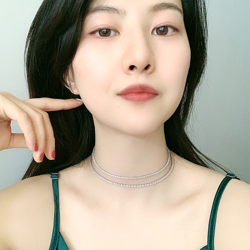 925銀滿鑽項鍊女2022年新款ins百搭飾品高級設計感小眾短款鎖骨鏈