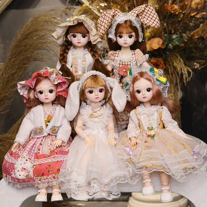 30 センチメートル Bjd 人形女の子の家プレイおもちゃセット大型誕生日ギフトストール人形ドレスアップ人形子供のおもちゃプラスチック置物|undefined