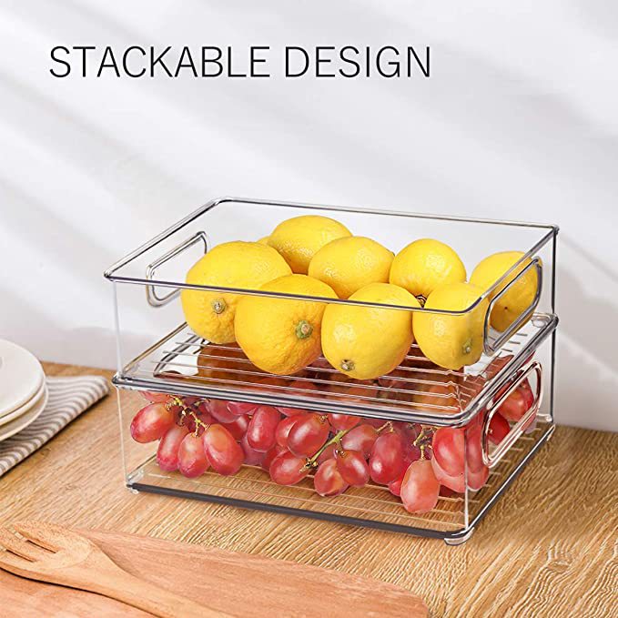 304 six-piece stackable refrigerator storage box crisper food grade vegetable finishing kitchen PET storage box