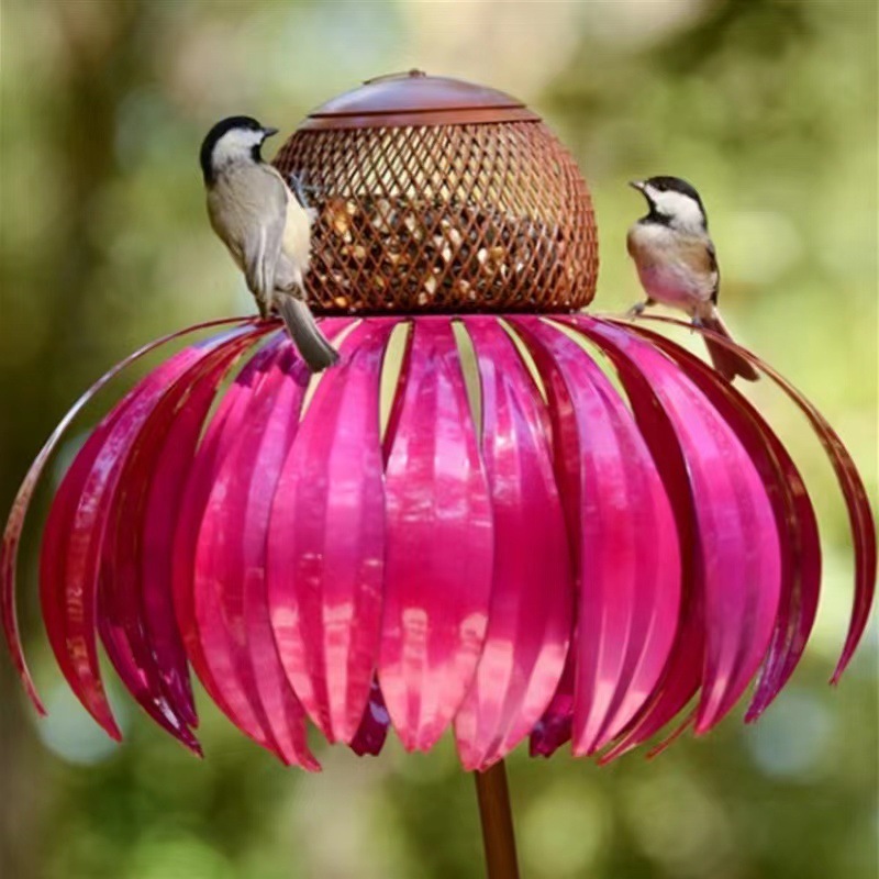 国境を越えた新製品の屋外の花は鳥器のハチドリに餌を与えます。|undefined