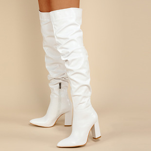Autumn and winter New thick heel high heels fashion side zipper women's boots European and American style high boots foreign trade large size long-term
