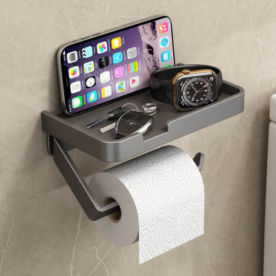 Toilet Tissue Box Wall-mounted Gun Ash Paper Box Household Punch-free Toilet Paper Holder Toilet Roll Paper Storage Rack