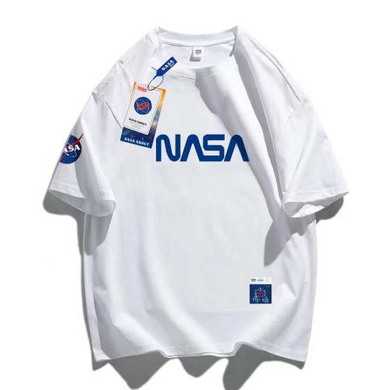 NASA ABOUT White Short-sleeved T-shirt Men's Summer Ins All-match Couple's Loose Fashion Brand Half-sleeved Pure Cotton Top