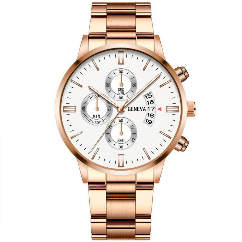 Heißes Angebot Explosive Drei-auge herren Stahl Gürtel Uhr Business Freizeit Kalender Quarzuhr männer Spot_voghion.com