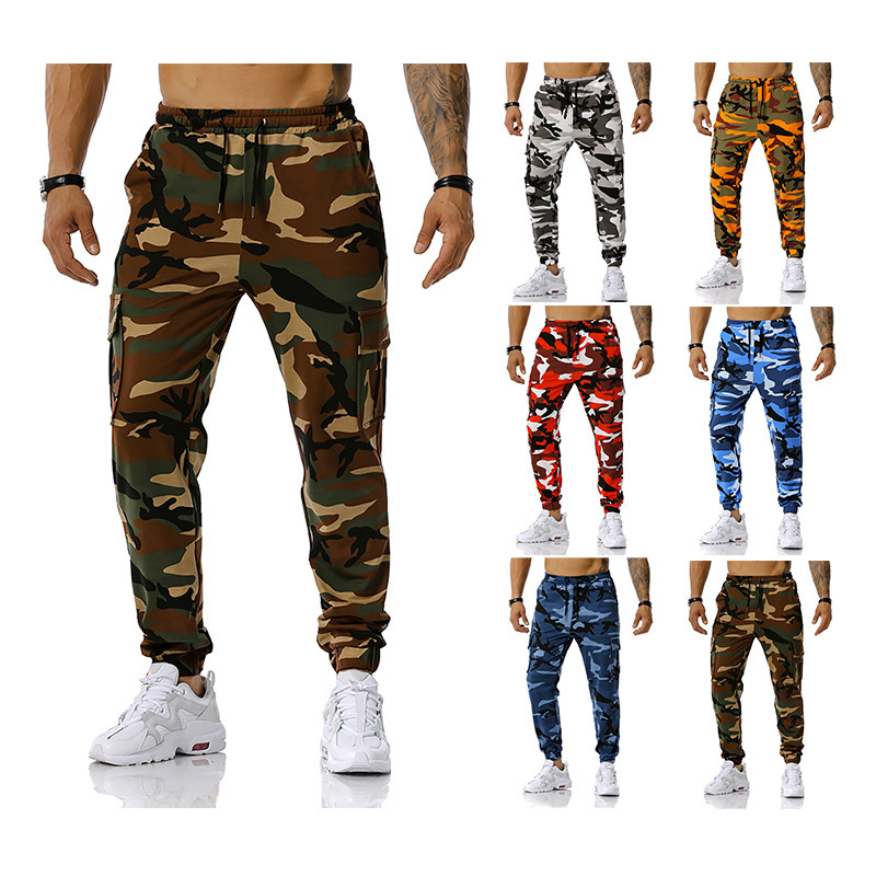 New Men's Stitching Camouflage Jogging Pants Outdoor Sports Pants Football Training Pants Fitness Pants 8011