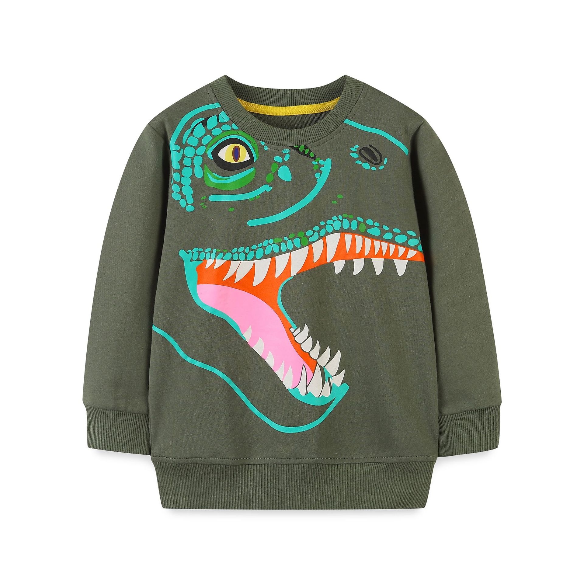 秋季新款儿童卫衣创意恐龙印花儿童长袖套头衫欧美风男童上衣混批