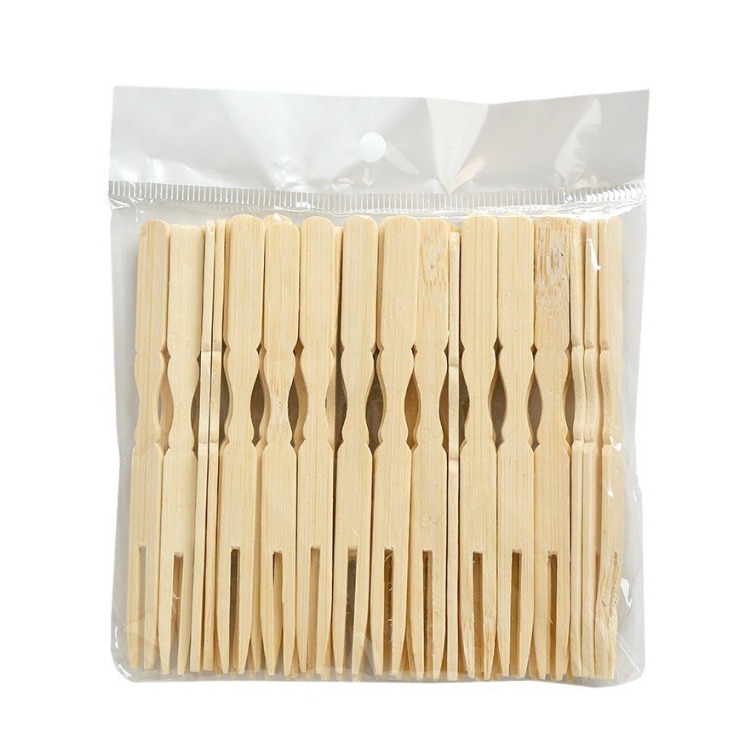 Factory direct fruit fork bamboo disposable fruit fork independent packaging 100 dessert cake fork sushi fork