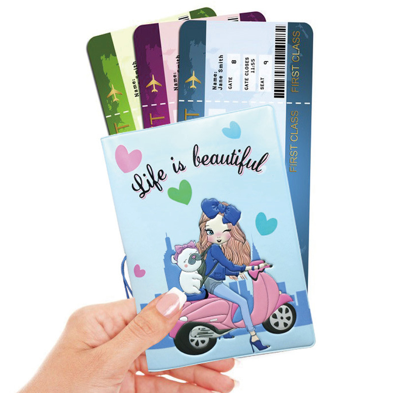 Passport Protective Cover Thickened Waterproof Cartoon Passport Holder Air Ticket Travel Pass Piece Storage Bag Card Holder Passport Holder