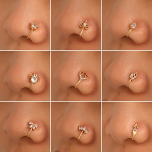 European and American creative non -perforated U -shaped animal nose nose nose decoration copper inlaid vermiculite bee spider fake nasal ring puncture jewelry