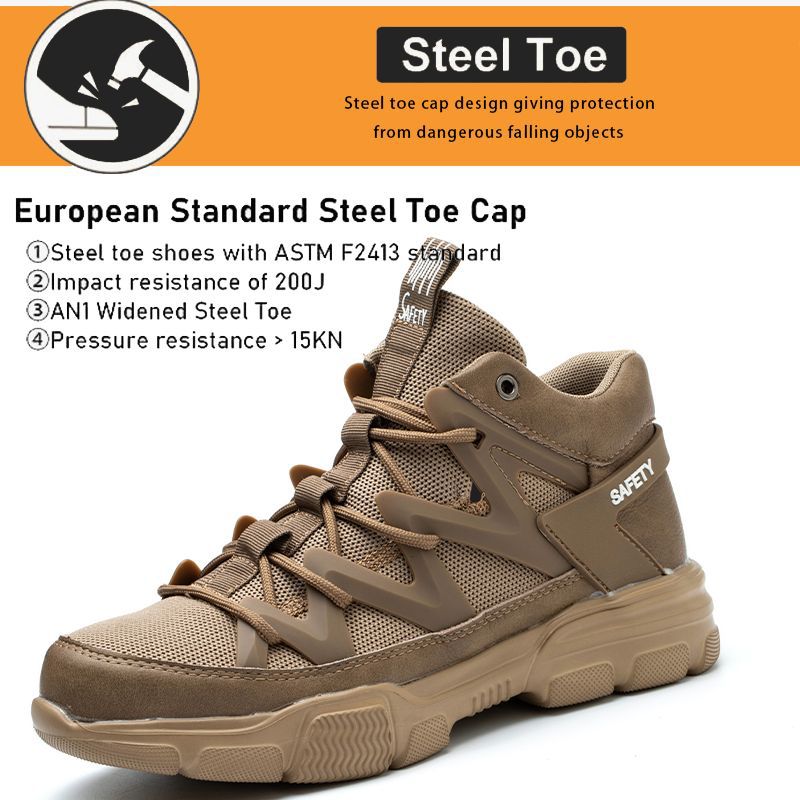 Anti-puncture and anti-stabbing cross-border new safety work shoes with breathable and wear-resistant mesh, lightweight rubber and plastic soles, mid-sole safety work shoes.
