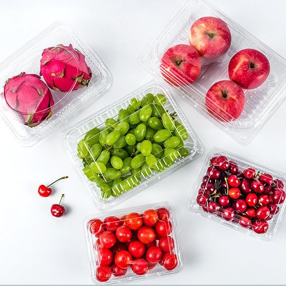 Disposable fruit packing box transparent plastic packaging box takeaway fruit cutting box with lid supermarket fruit and vegetable box wholesale