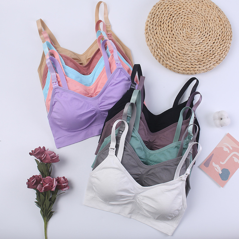 看護 Bralette ワイヤレス快適な通気性のシームレスなクロップトップタンクトップ授乳用母親官能的なレーストリム|undefined