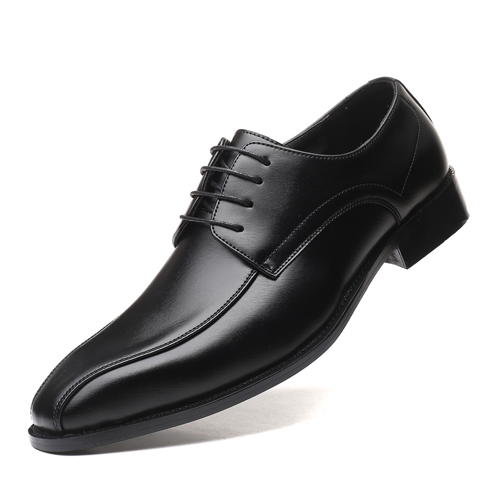 2024 New Fashion casual leather shoes Japanese fashion formal business men's shoes lace-up plus size pointed toe foreign trade shoes